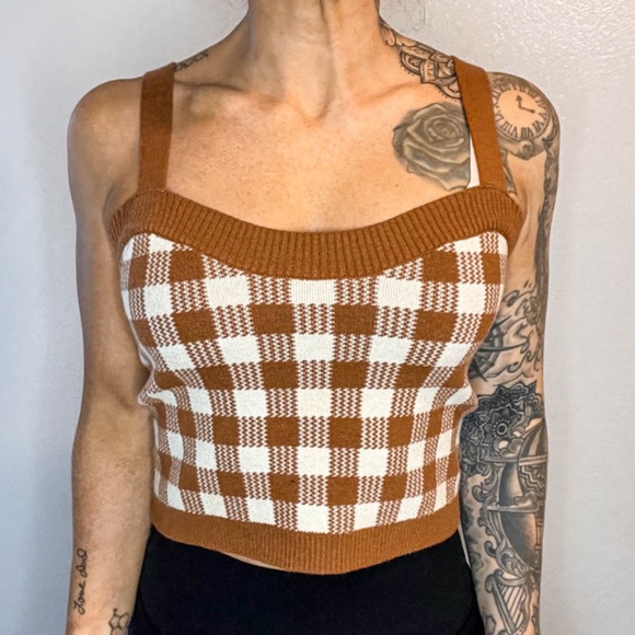 Checkered Sweater CropTop - Picture 1 of 9